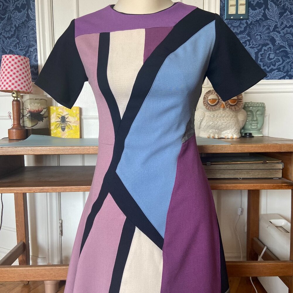 NWT RARE Miri Couture Dress - size 4, art, glam, lux, Y3k, Mondrian